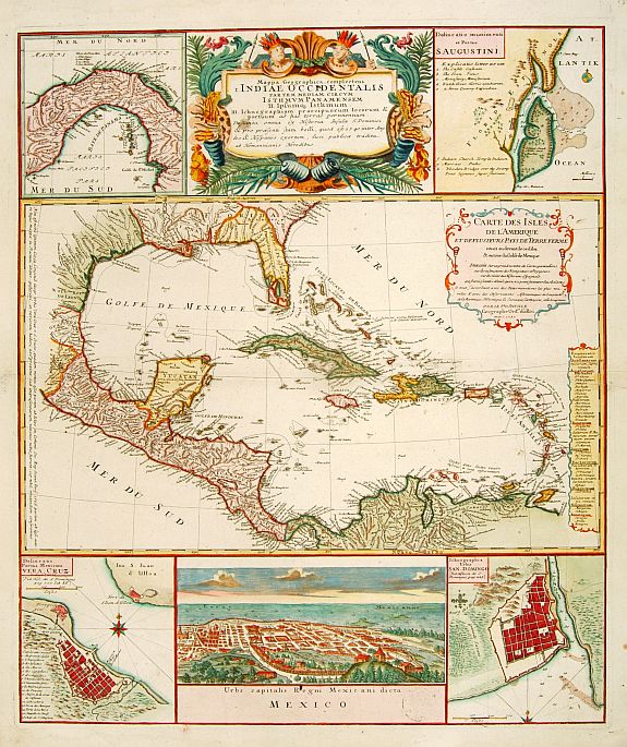 HOMANN HEIRS,  Mappa Geographica..Indiae Occidentalis.., antique map, old maps