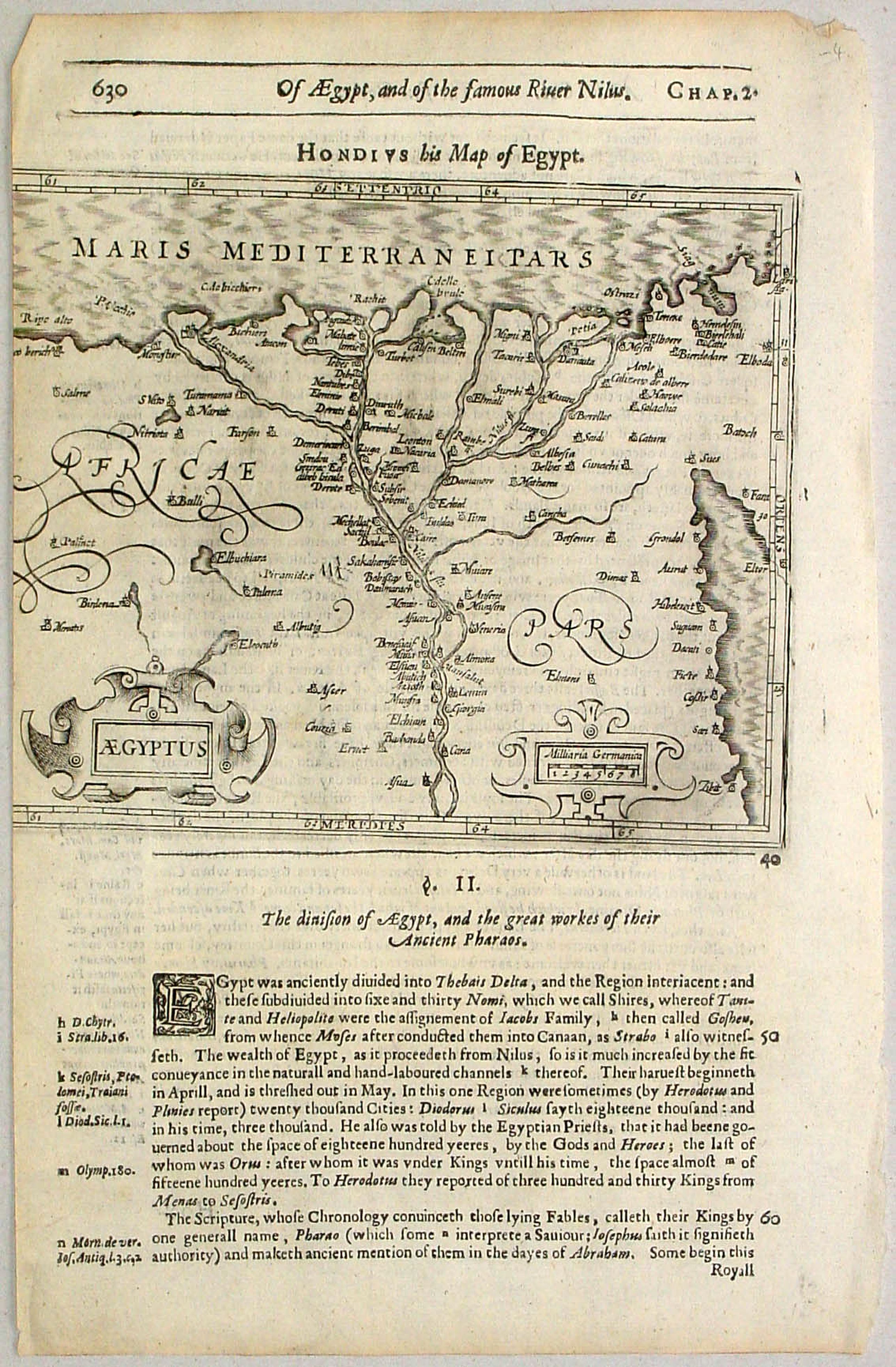 HONDIUS, J. / PURCHAS, S., Aegyptus., antique map, old maps