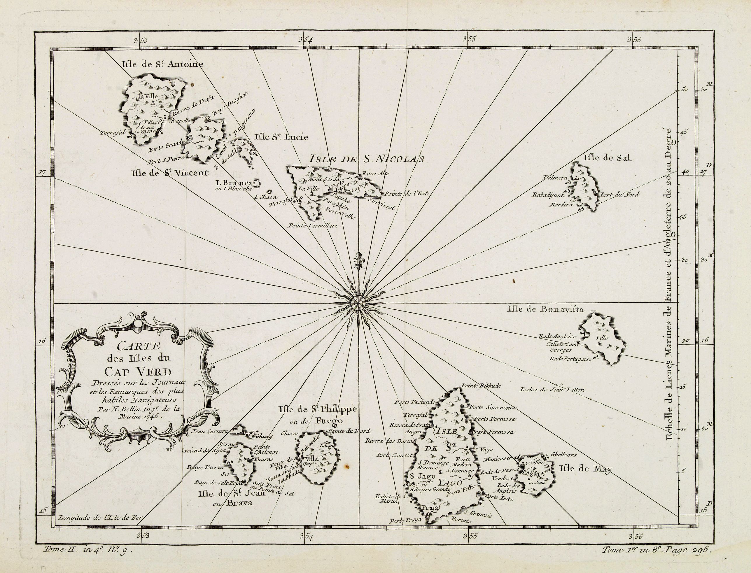 BELLIN, J.N., Carte des isles du Cap Verd.., antique map, old maps