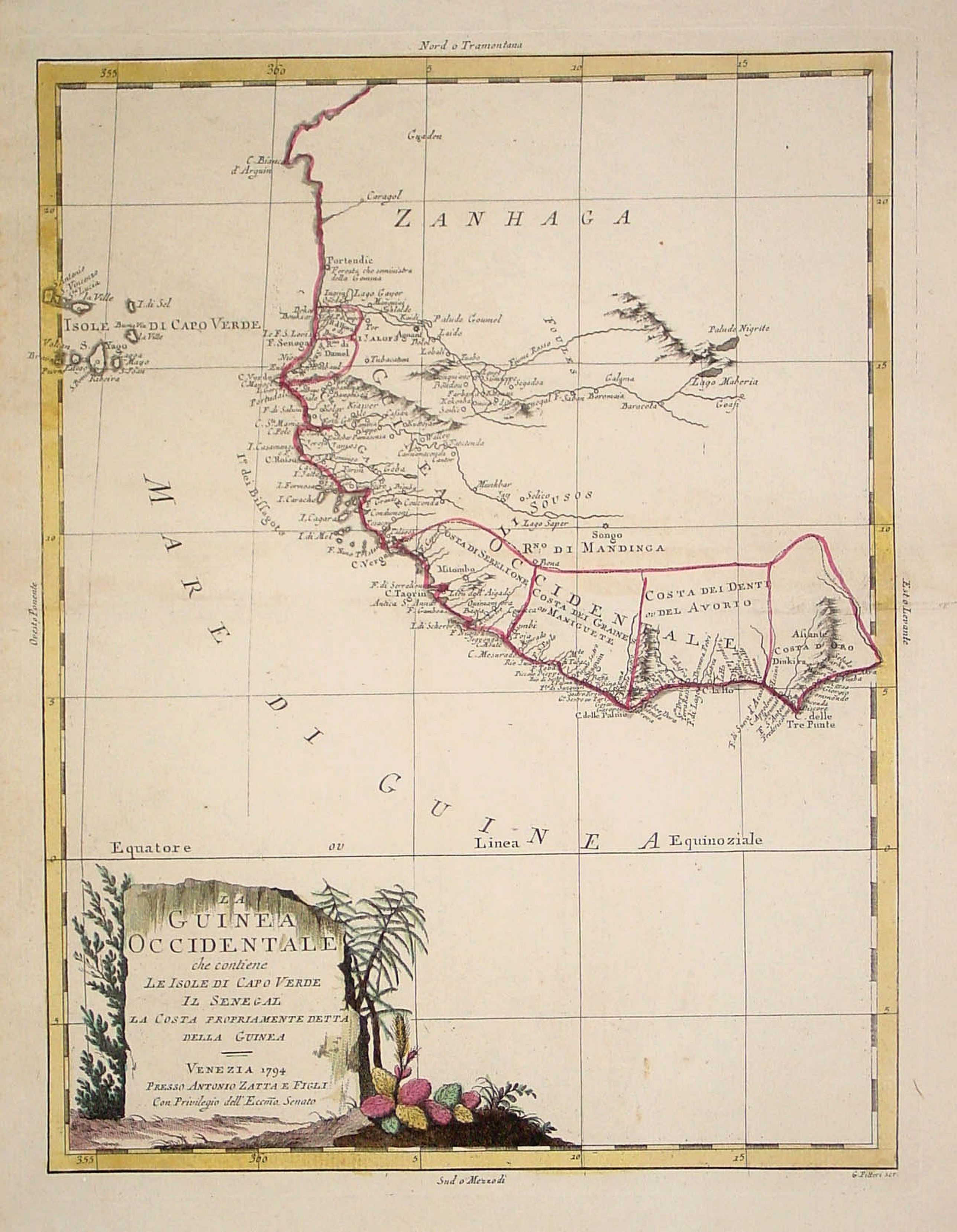 ZATTA, A., La Guinea Occidentalle.., antique map, old maps
