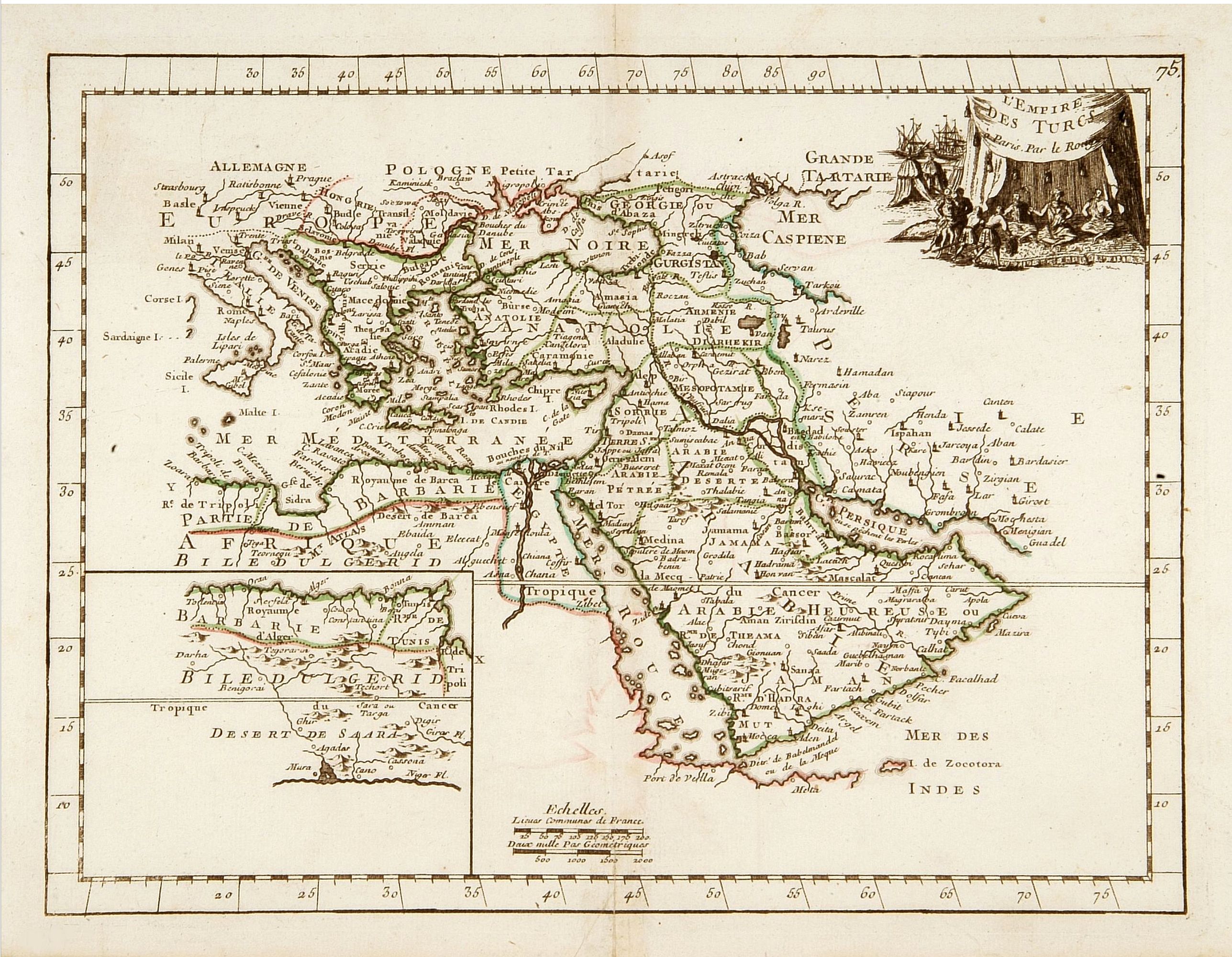 LE ROUGE, G.L., L'Empire des Turcs., antique map, old maps
