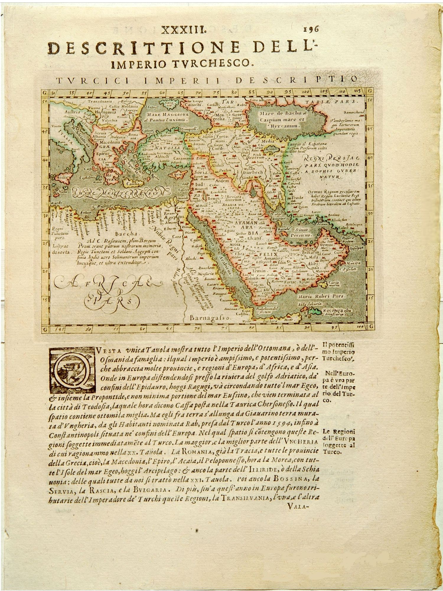 PORRO, G. / GASTALDI., Turcici Imperii descriptio., antique map, old maps