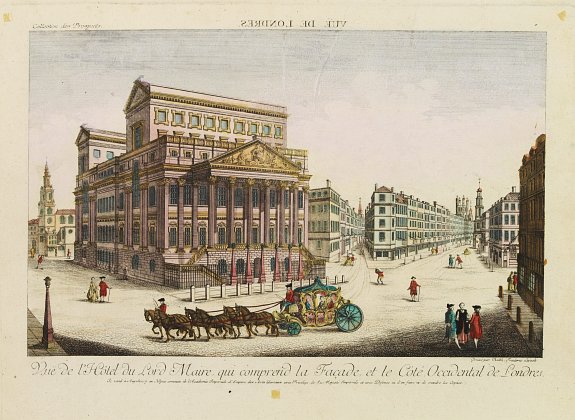 ACADEMIE,  Vue de l'Hotel du Lord Maire, qui comprend.. (London), antique map, old maps