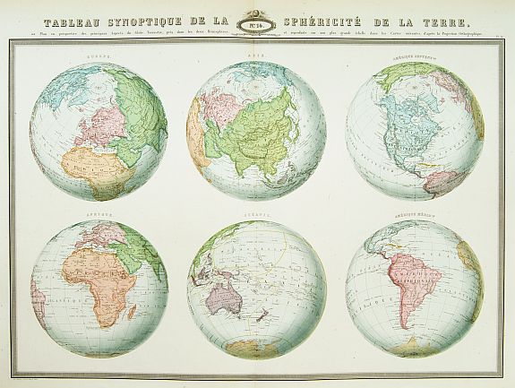 GARNIER, F.A., Tableau synoptique de la sphericite de la Terre,.., antique map, old maps