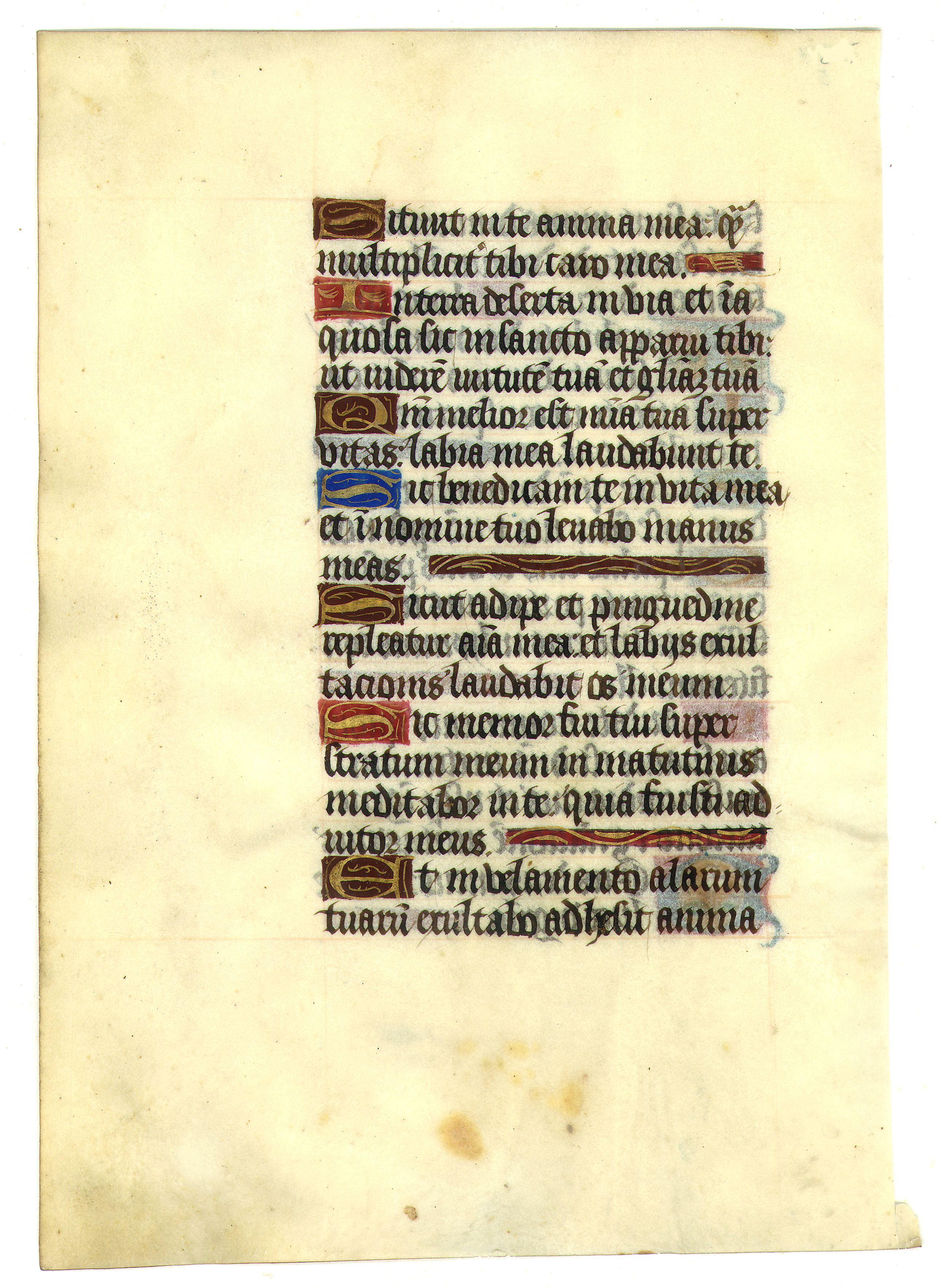 BOOK OF HOURS., Leaf on vellum from a manuscript Book of Hours., antique map, old maps