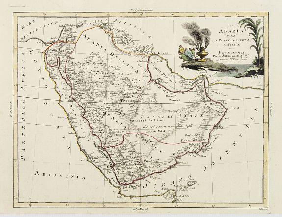 ZATTA, A., L'Arabia divisa in Petrea, Deserta e Felice., antique map, old maps