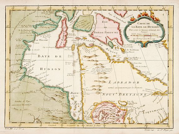 BELLIN, J.N.,  Carte de la Baye de Hudson.., antique map, old maps