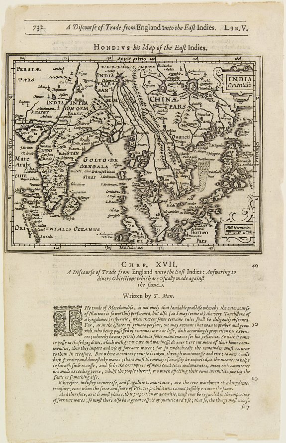 HONDIUS, J. / PURCHAS, S., India Orientalis., antique map, old maps