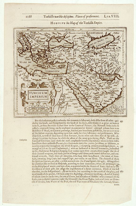 HONDIUS,J./ PURCHAS,S., Turcicum Imperium., antique map, old maps