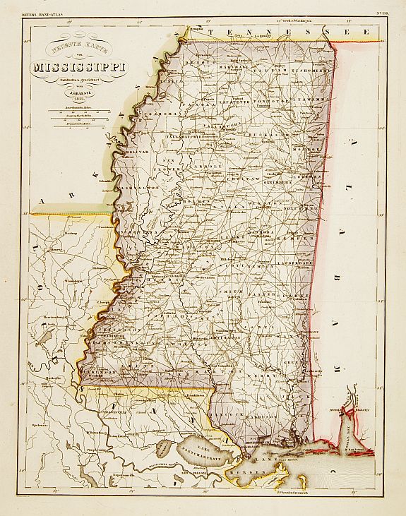 MEYER, Neueste Karte von Mississippi.., antique map, old maps