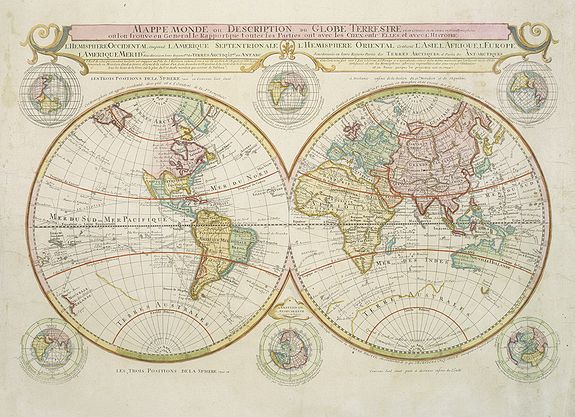 DE LETH, H., Mappe-Monde ou Description du Globe Terrestre. . ., antique map, old maps