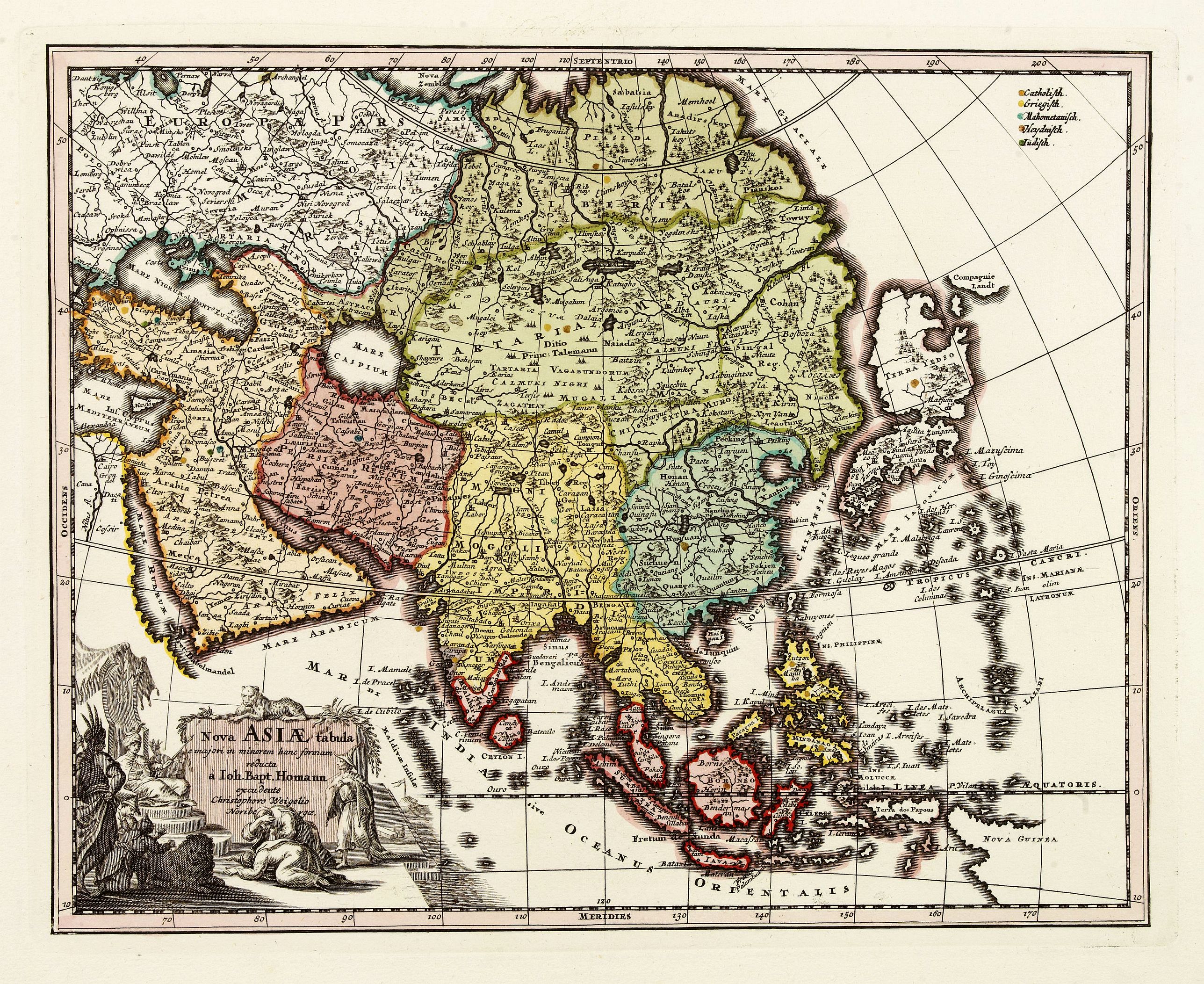 WEIGEL, Chr., Nova Asiae tabula e majori in minorem.., antique map, old maps