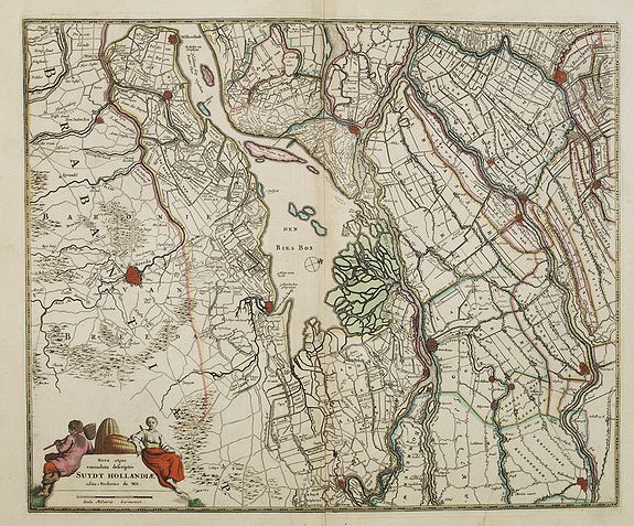 DE WIT,F,  Hollandiae pars Meridionalior vulgo Zuyd-Holland., antique map, old maps