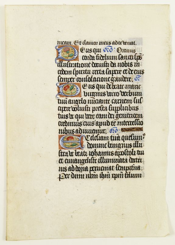 BOOK OF HOURS, Leaf on vellum from a manuscript Book of Hours., antique map, old maps