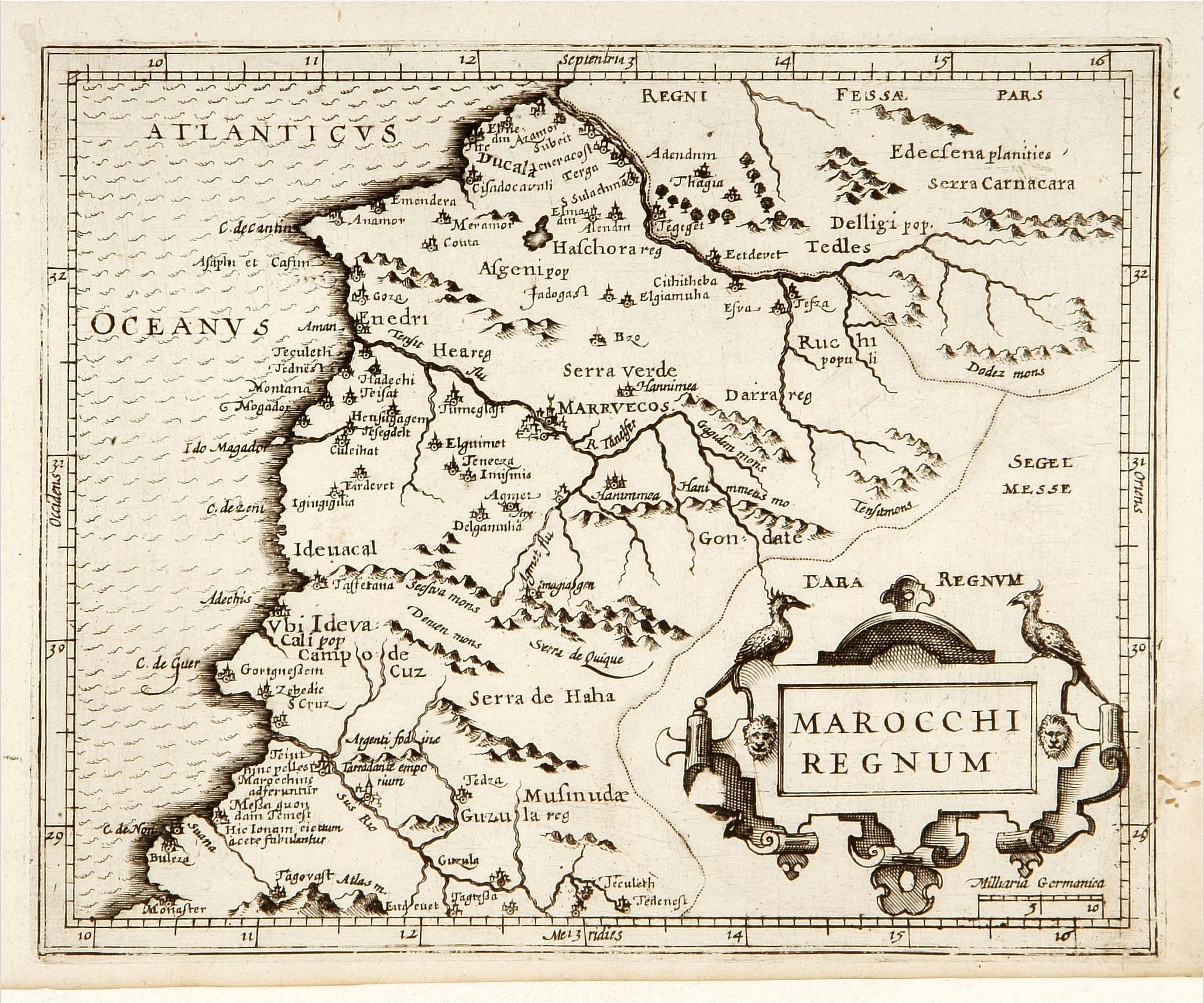 HONDIUS, J., Marocchi Regnum., antique map, old maps