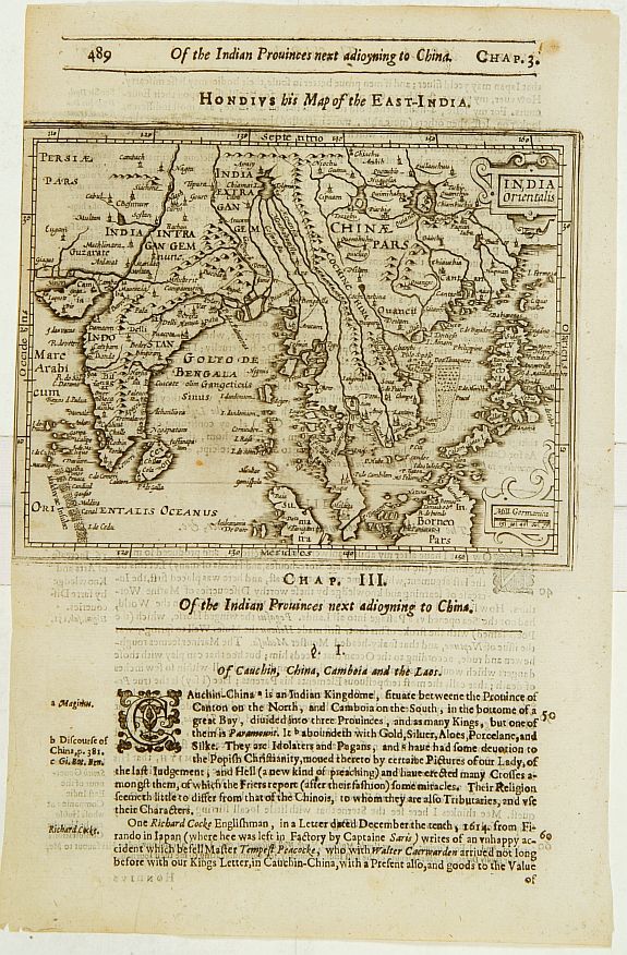 HONDIUS,J./ PURCHAS,S., India Orientalis., antique map, old maps