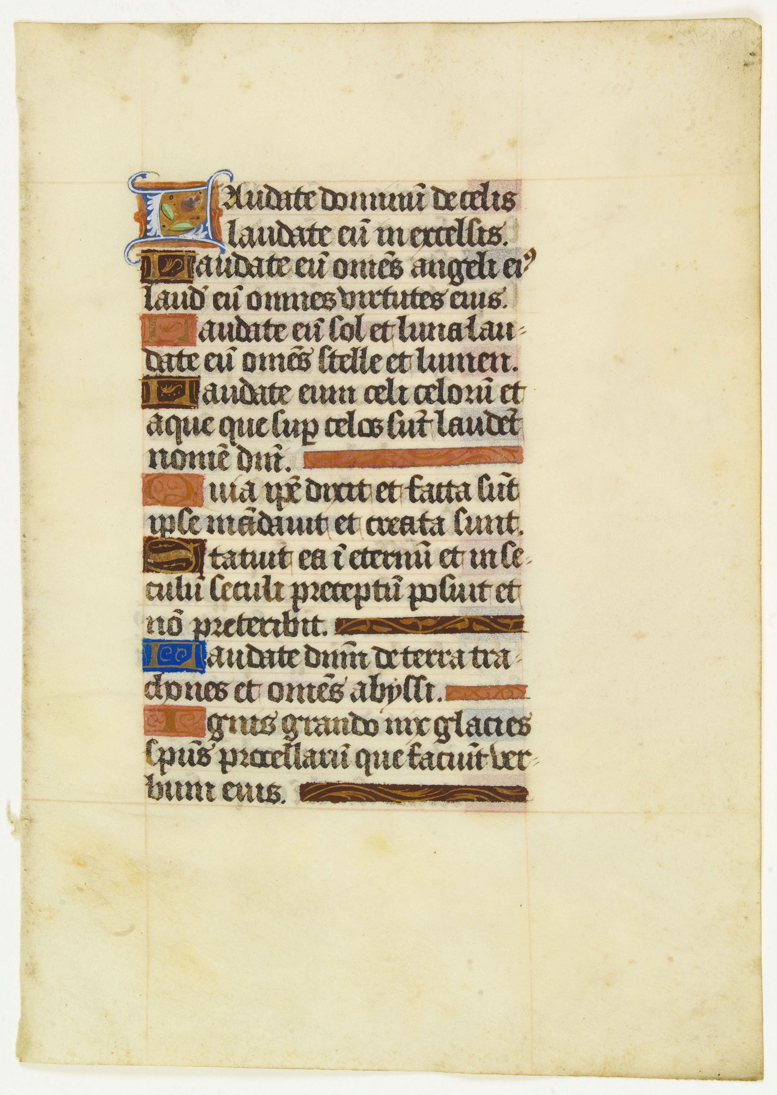 BOOK OF HOURS., Leaf on vellum from a manuscript Book of Hours., antique map, old maps