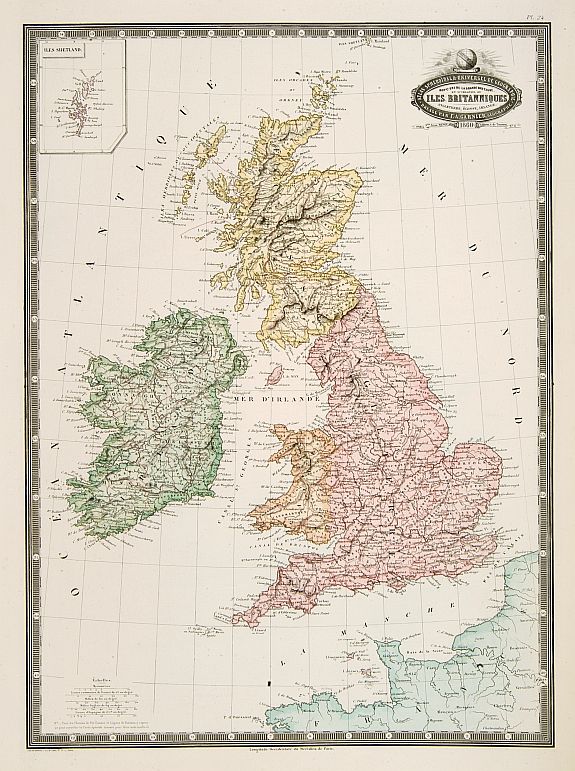 GARNIER, F.A., Isles Britanniques, Angleterre, Ecosse, Irlande. . ., antique map, old maps