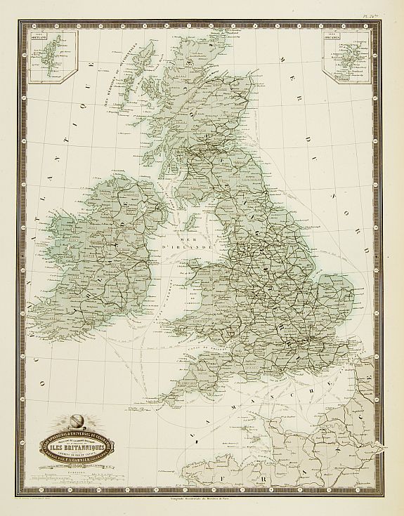 GARNIER, F.A., Isles Britanniques carte des chemins de fer et canaux., antique map, old maps