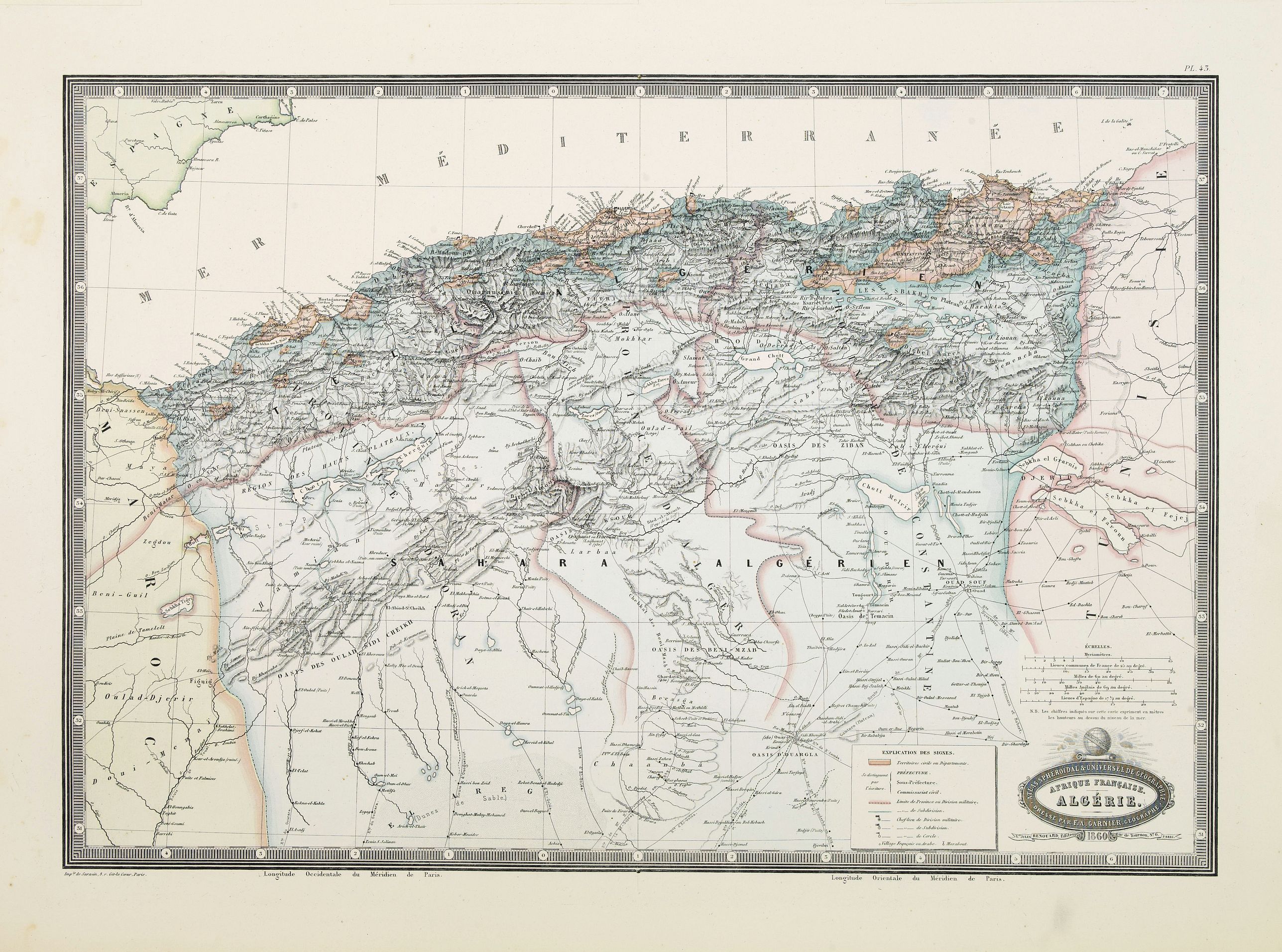 GARNIER,F.A., Afrique Francaise. Algerie., antique map, old maps