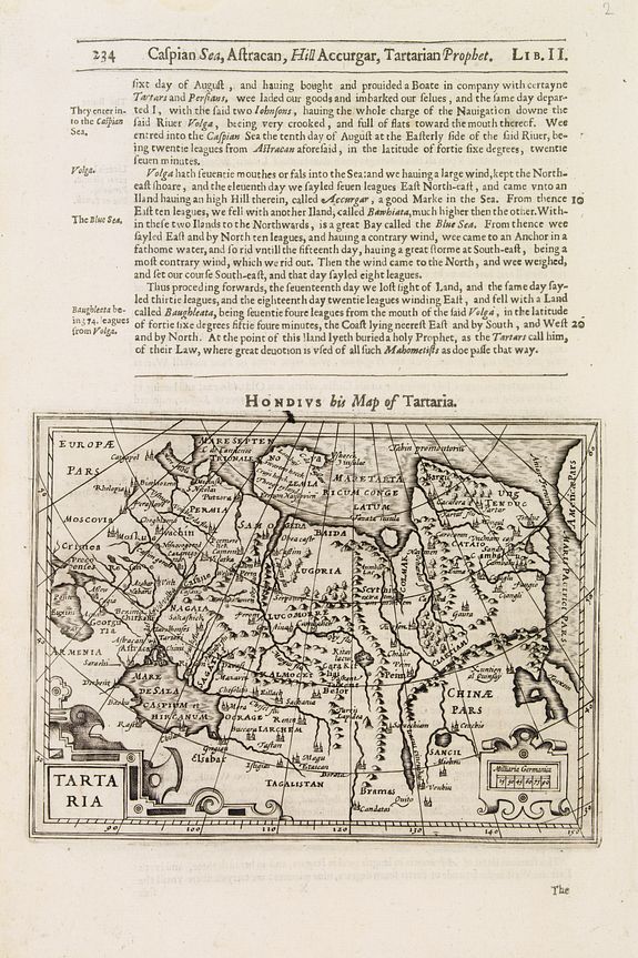 HONDIUS,J./ PURCHAS,S., Tartaria., antique map, old maps