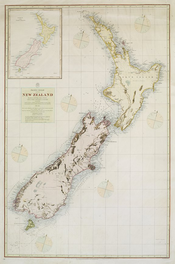 HYDROGRAPHIC OFFICE, Pacific Ocean New Zealand, antique map, old maps