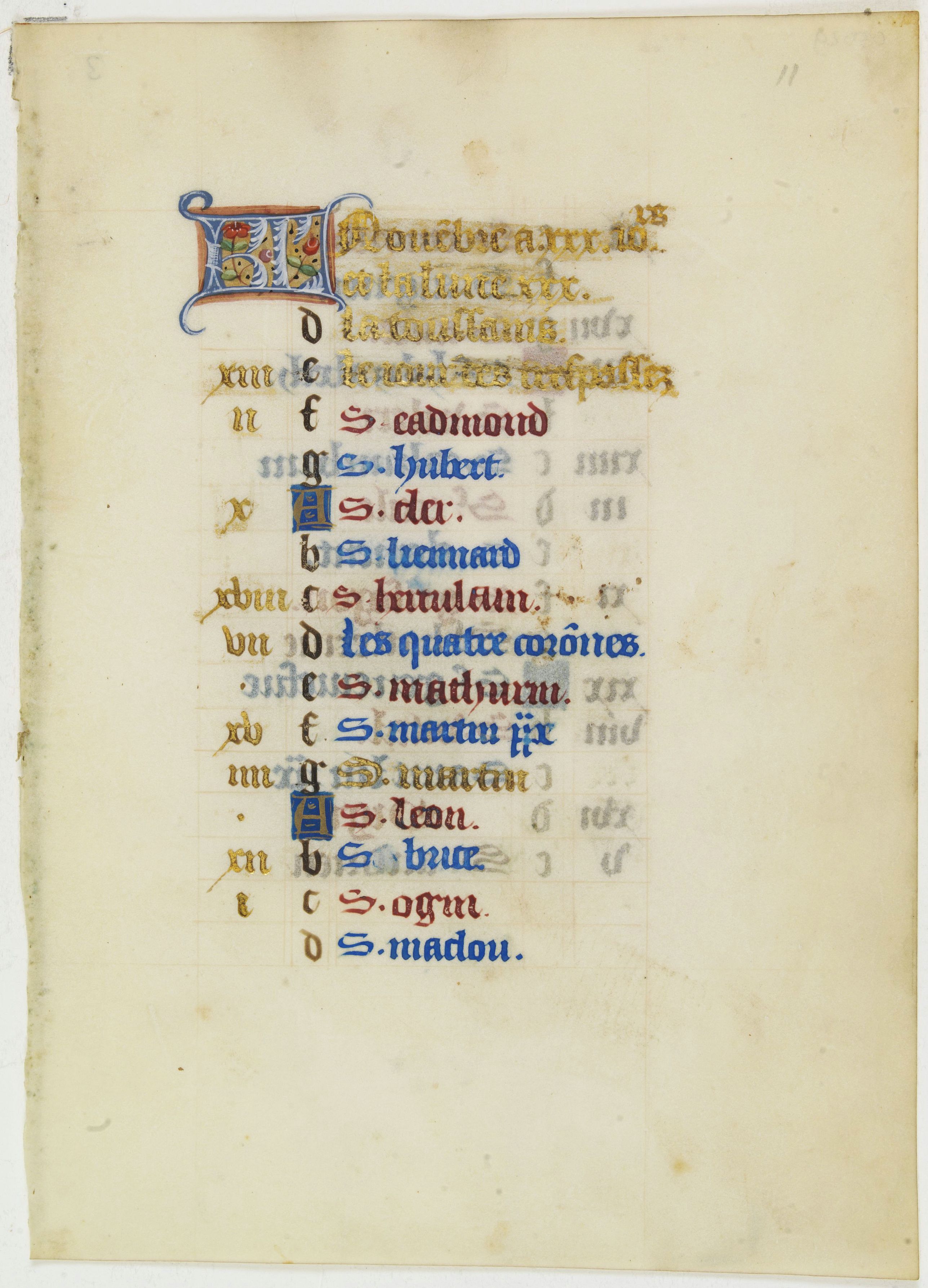 ANONYMOUS, The calender-leaf of the month of November., antique map, old maps