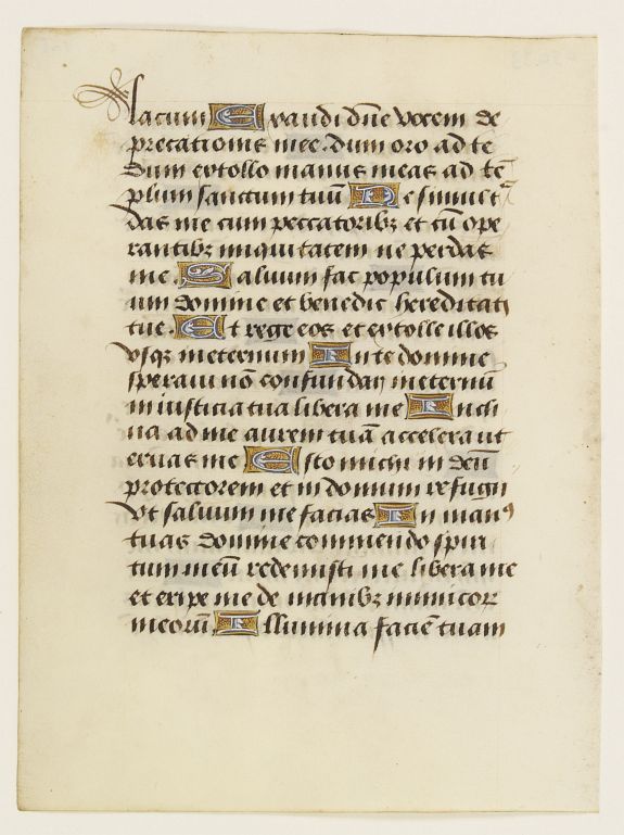 BOOK OF HOURS, Manuscript leaf on vellum from a book of hours., antique map, old maps