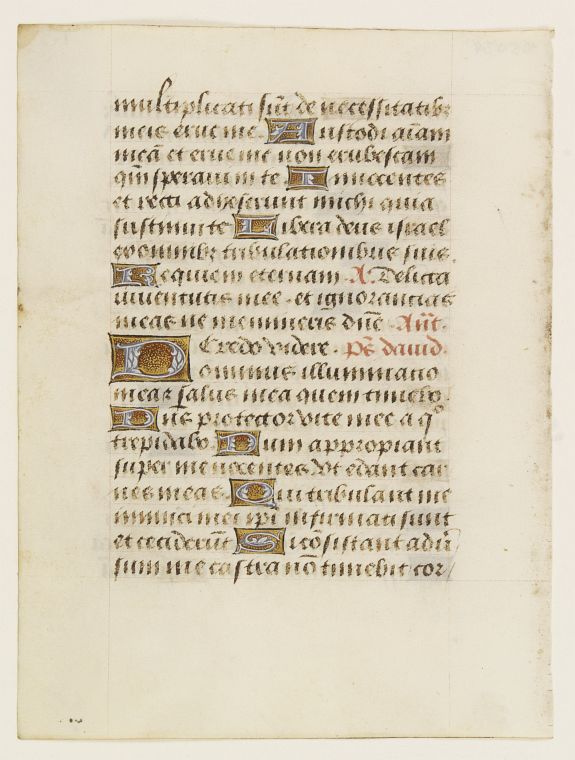 BOOK OF HOURS, Manuscript leaf on vellum from a book of hours., antique map, old maps
