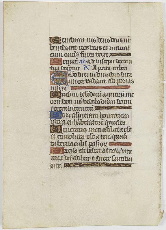 BOOK OF HOURS., Leaf on vellum from a manuscript Book of Hours., antique map, old maps