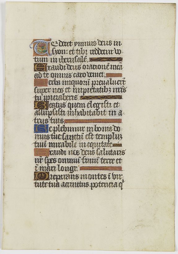 BOOK OF HOURS., Leaf on vellum from a manuscript Book of Hours., antique map, old maps