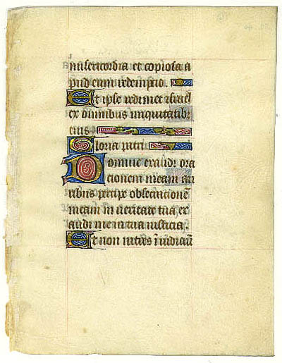 BOOK OF HOURS, Leaf on vellum, from a manuscript book of hours., antique map, old maps
