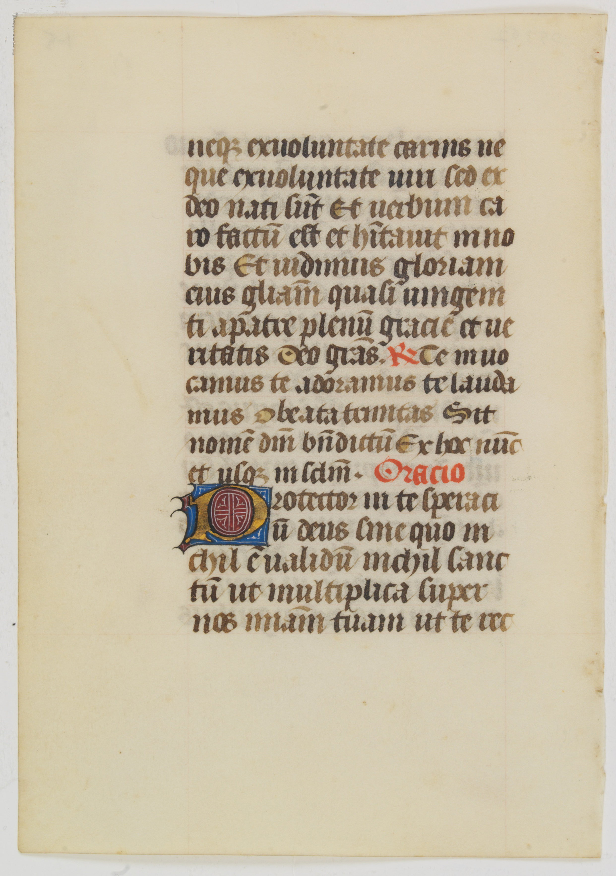 BOOK OF HOURS, Manuscript leaf on vellum written in a late gothic hand., antique map, old maps