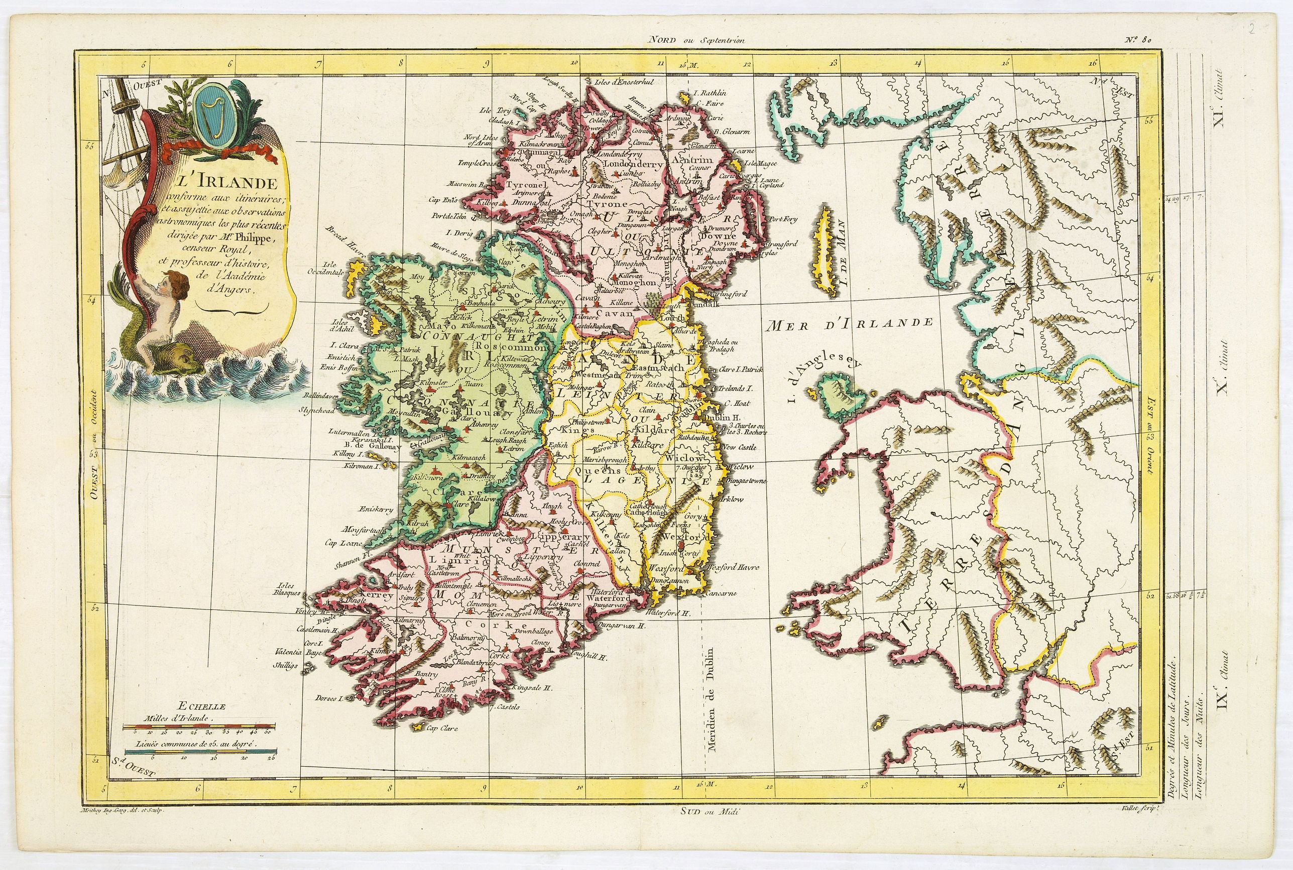 MOITHEY, M.A., L'Irlande. . ., antique map, old maps