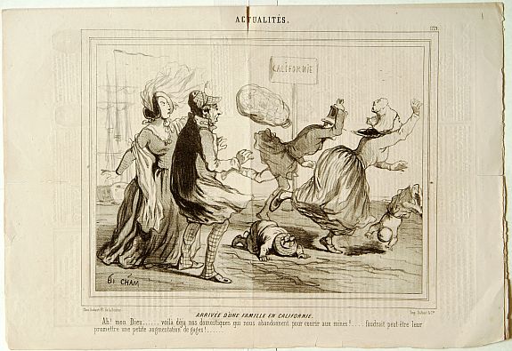CHAM, Arrivée d'une famille en Californie., antique map, old maps