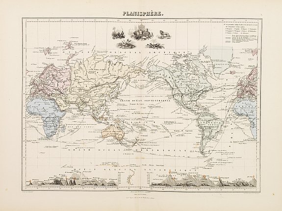 MIGEON,J., Planisphére., antique map, old maps