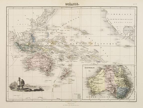 MIGEON, J., Océanie., antique map, old maps