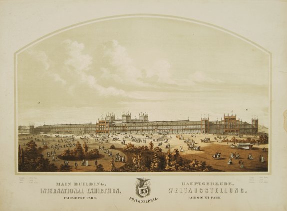 TEUDY,H.J., Main Building - International Exhibition Fairmount Park, antique map, old maps