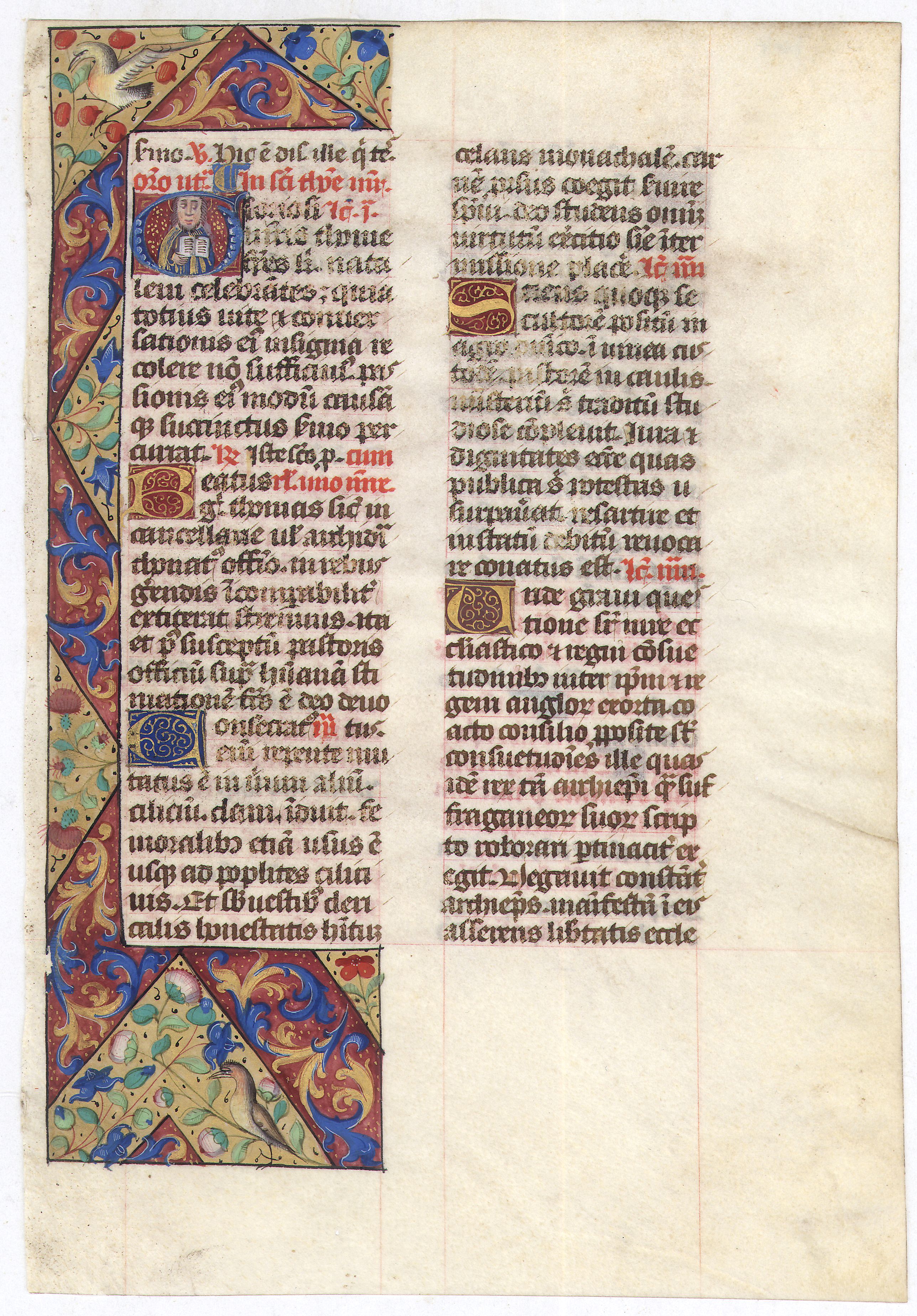 Book of Hours., Leaf on vellum from a manuscript Brevier., antique map, old maps