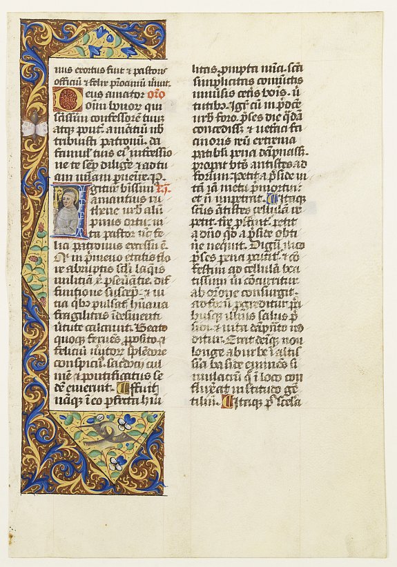 BREVIER, Leaf on vellum from a manuscript Brevier., antique map, old maps