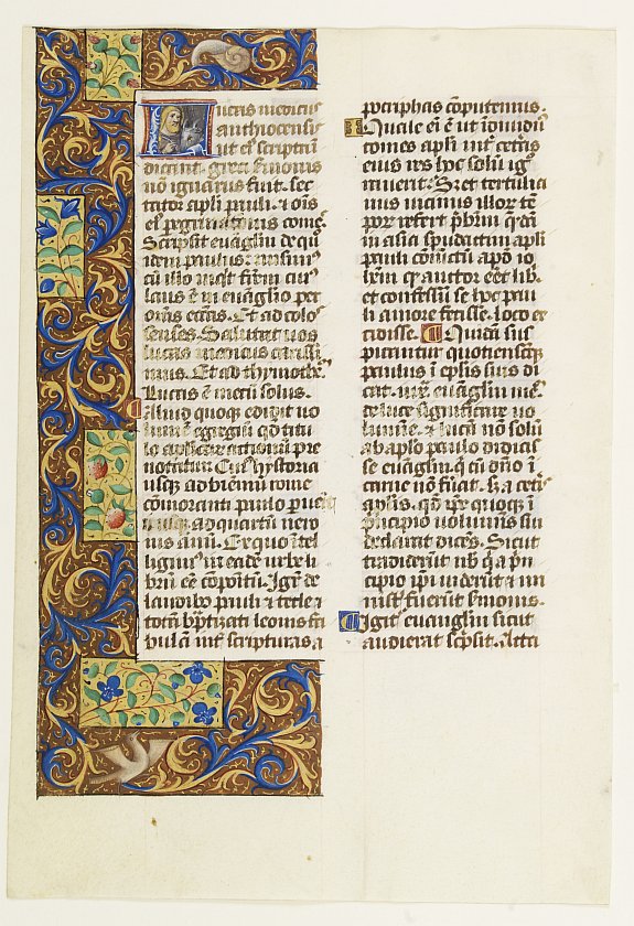 BOOK OF HOURS, Leaf on vellum from a manuscript Brevier., antique map, old maps