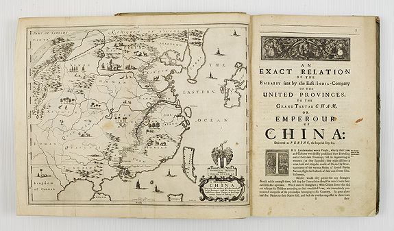 NIEUHOF, J., An embassy from the East-India Company of the United Provinces, to the Grand Tartar Cham, Emperor of China deliver'd by their excellencies, Peter de Goyer and Jacob de Keyzer, at his imperial city of Peking. . ., antique map, old maps