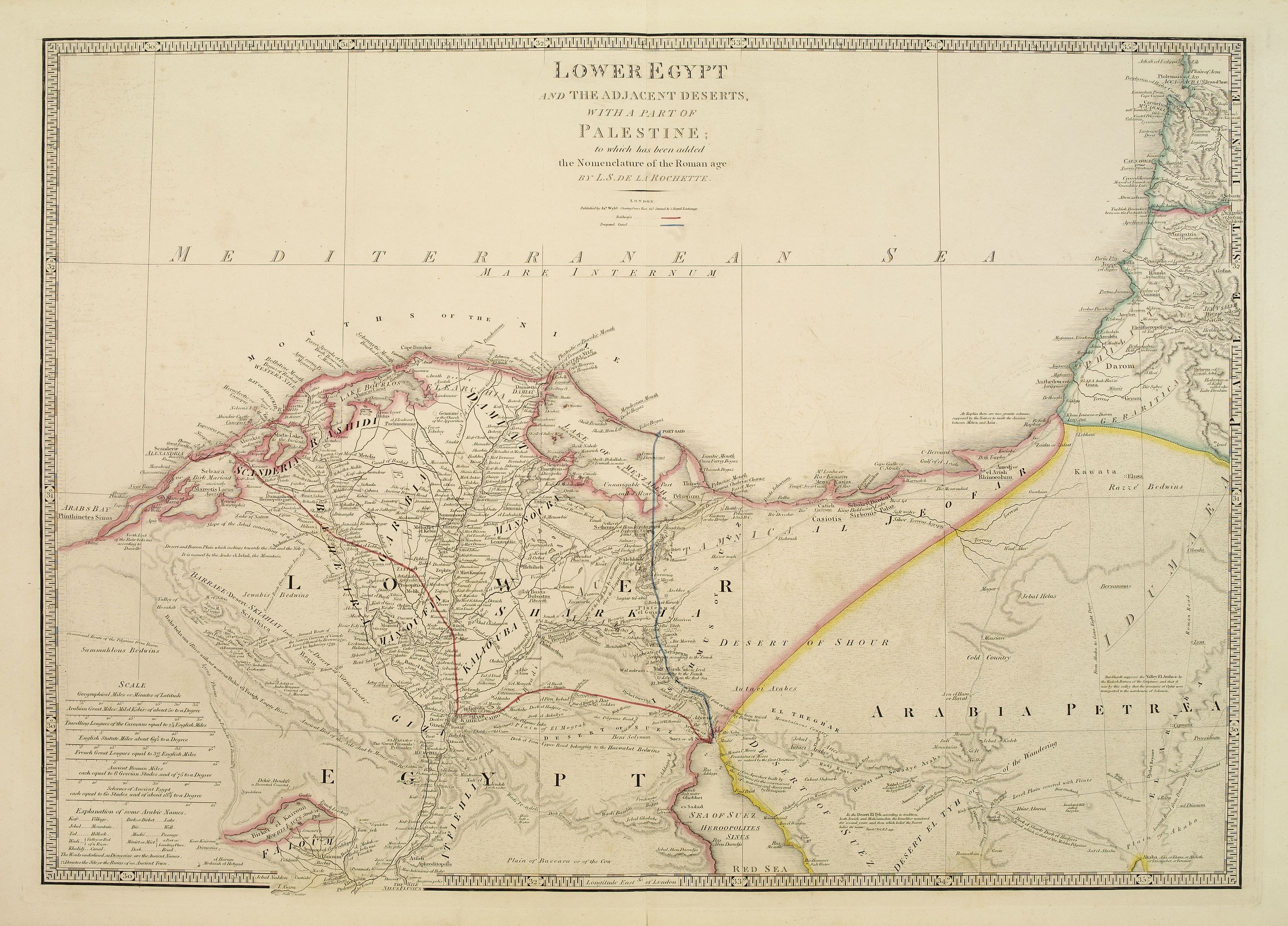 WYLD, J., Lower Egypt.. with part of Palestine., antique map, old maps
