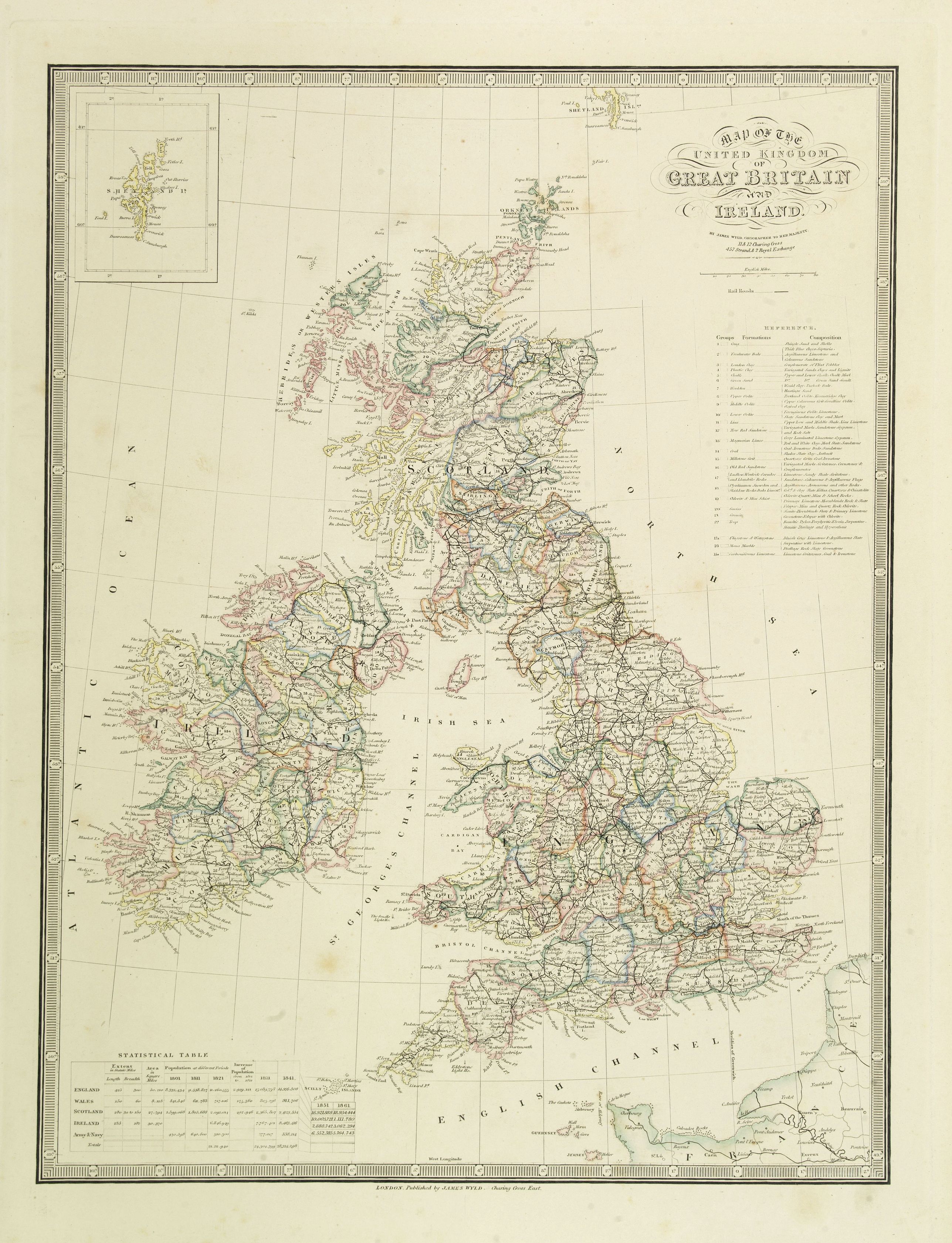 WYLD, J., Map of the United Kingdom of Great Brittain and Ireland., antique map, old maps