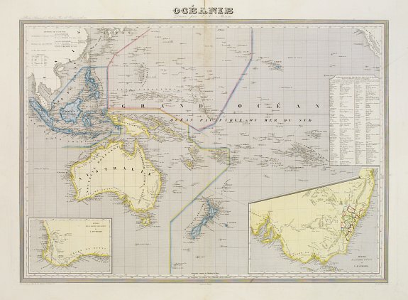 AUBREE, A., Océanie dresée par C.V.Monin., antique map, old maps