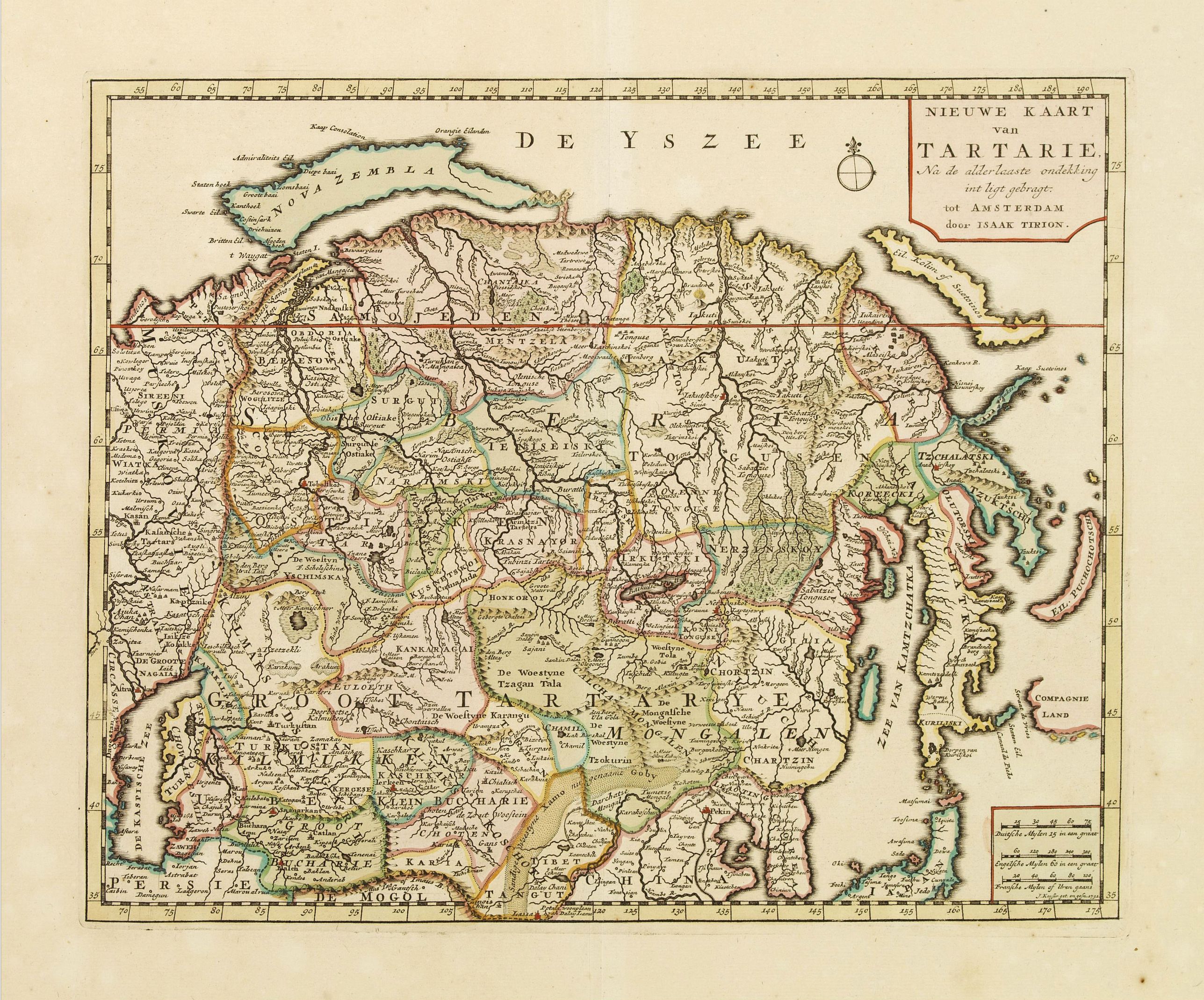 TIRION, I., Nieuwe kaart van Tartarie., antique map, old maps