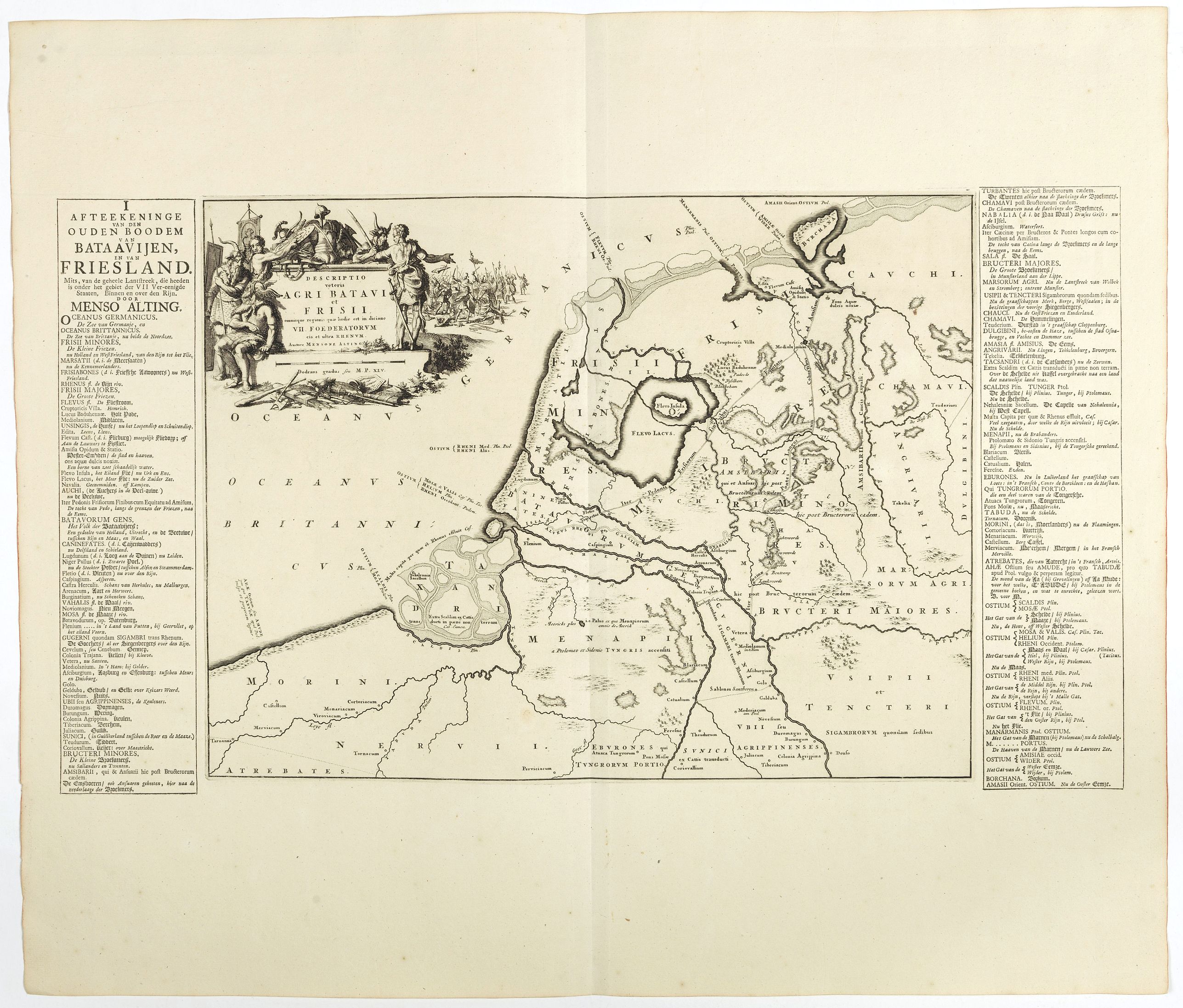 ALTING,M./ HALMA,F.,  Descriptio veteris Agri Batavi et Frisii.., antique map, old maps