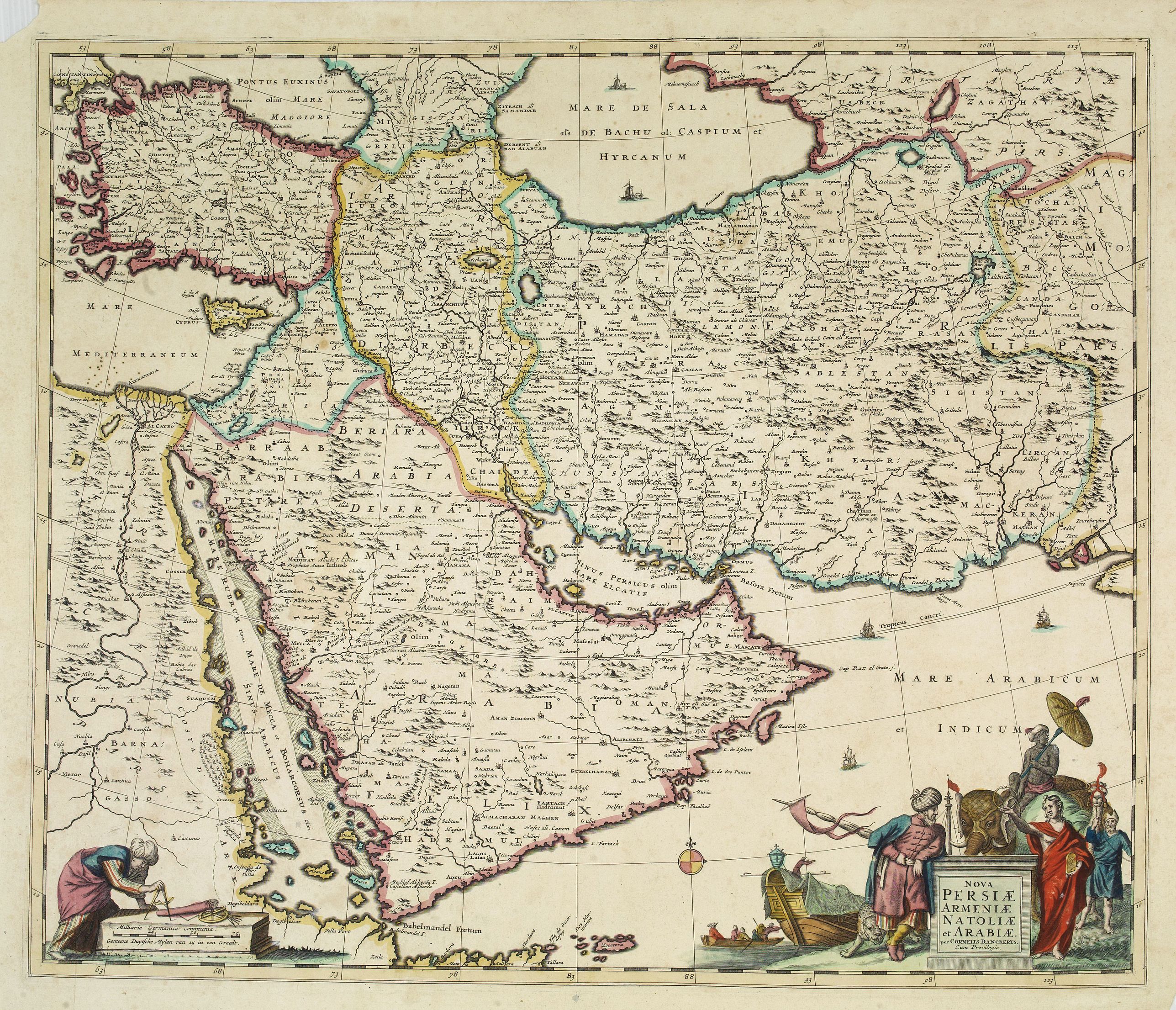 DANCKERTS, C., Nova Persiae Armeniae Natoliae et Arabiae., antique map, old maps