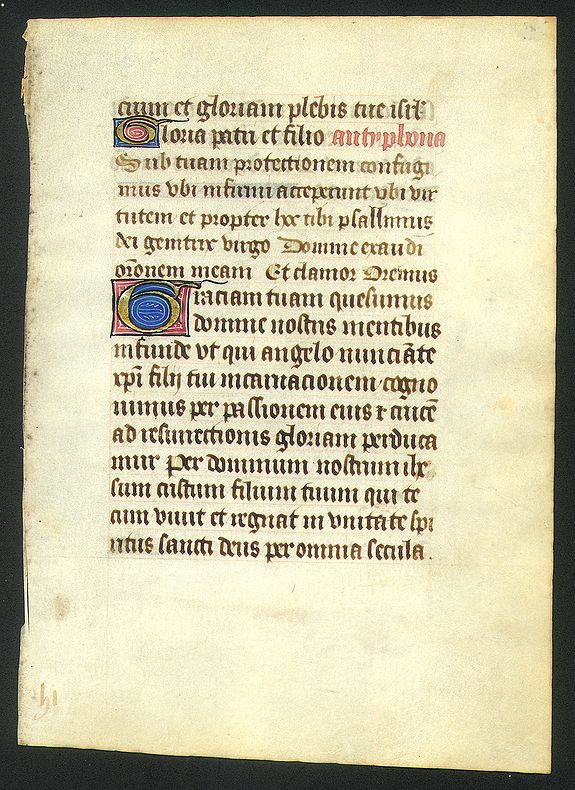 Book of Hours., Leaf on vellum from a manuscript Book of Hours., antique map, old maps