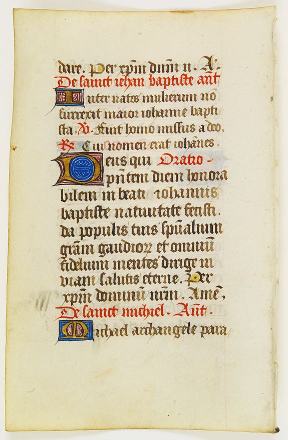 BOOK OF HOURS, Manuscript leaf on vellum written in a late gothic hand., antique map, old maps